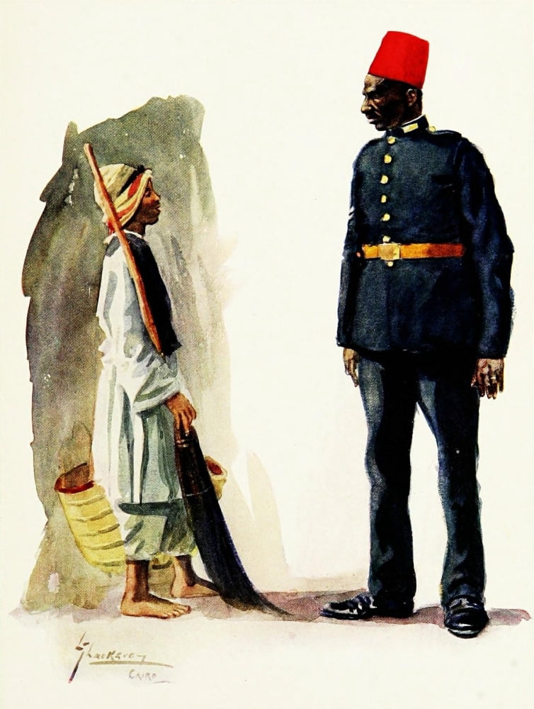 The People of Egypt 1916 Policeman and boy Canvas Art - Lance Thackeray (18 x 24)