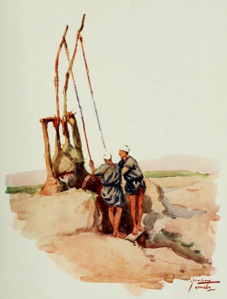 The People of Egypt 1916 Shadoof men Canvas Art - Lance Thackeray (18 x 24)