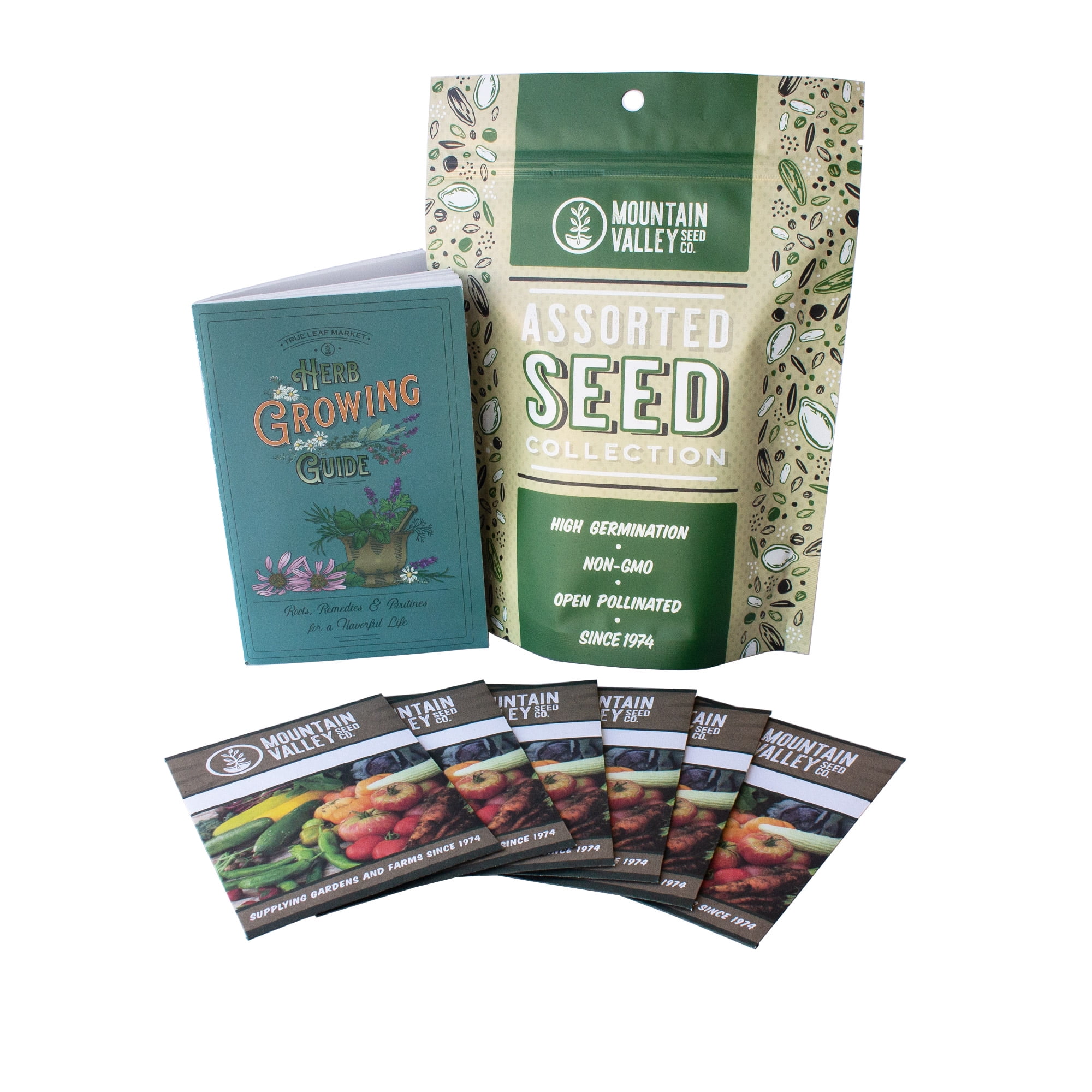 The Perennial Herb Seed Collection - Lavender Seeds, Rosemary Seeds, Marjoram Seeds, Thyme Seeds, Oregano Seeds, & Sage Seeds - With 64 Page Planting Booklet - Mediterranean Herb Seeds for Planting