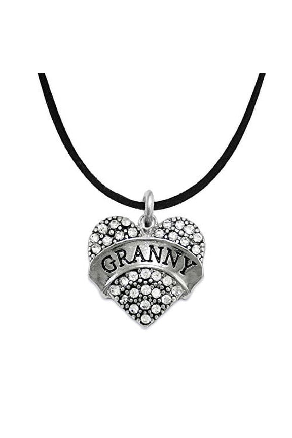 The Perfect Gift "Granny" Black Suede Adjustable Hypoallergenic Necklace, Safe-Nickel Free