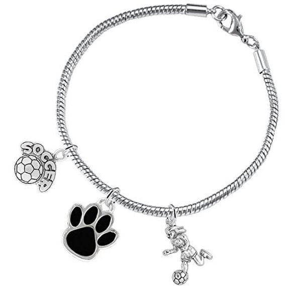 The Perfect Gift, " Soccer Jewelry" Black Paw ©2015 Hypoallergenic Adjustable, Safe-Nickel, Lead Free