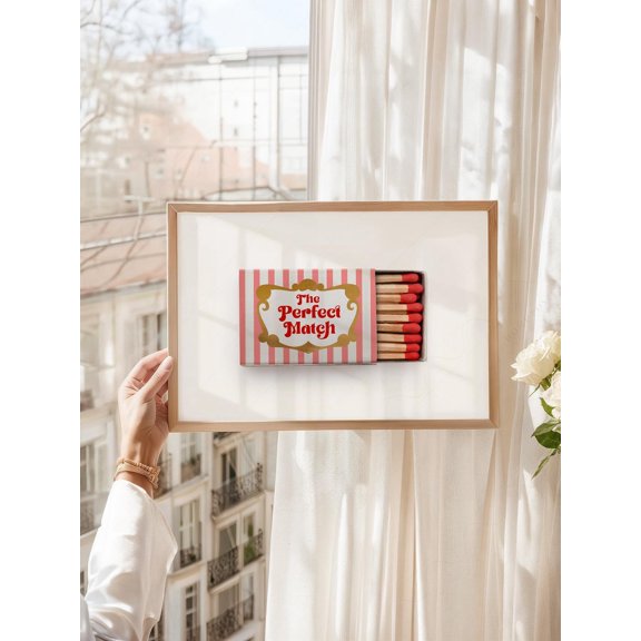 The Perfect Match Romantic Couple Love Wedding Bachelorette Anniversary Stripes Poster