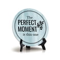 thumbnail image 1 of The Perfect Moment Is This One Blue Wood Color Circle Table Sign (5" X 5"), 1 of 4