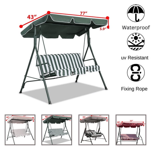 The Perfect Part Waterproof Universal Outdoor Swing Canopy Replacement - Green