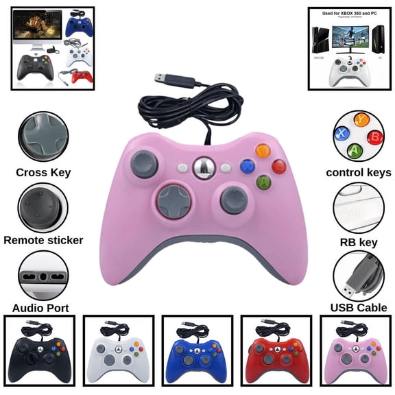 The Perfect Part Wired Game Controller for PC with USB Cable-Pink