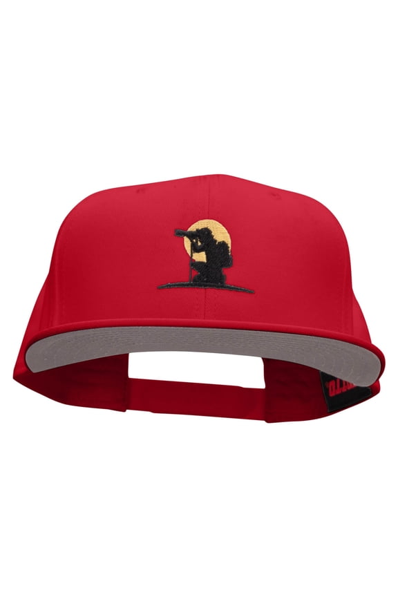 The Perfect Shot Embroidered Superior Cotton Twill Flat Bill Snapback Prostyle Cap - Red OSFM