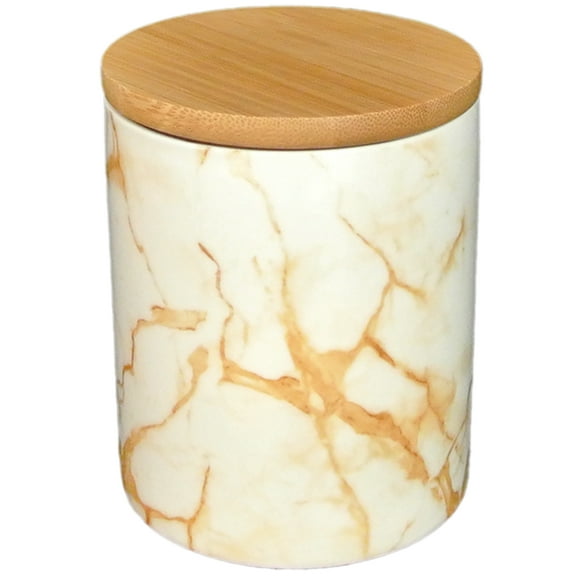 The Perfect Size Jar- 16oz 0.5L Ceramic Gold Marble Bamboo Lid Food Tea Coffee Kitchen Canister Storage