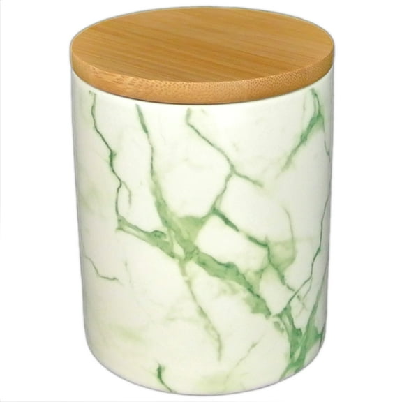 The Perfect Size Jar- 16oz 0.5L Ceramic Green Marble Bamboo Lid Food Tea Coffee Kitchen Canister Storage