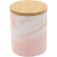 thumbnail image 1 of The Perfect Size Jar- 16oz 0.5L Ceramic Pink Marble Bamboo Lid Food Tea Coffee Kitchen Canister Storage, 1 of 3