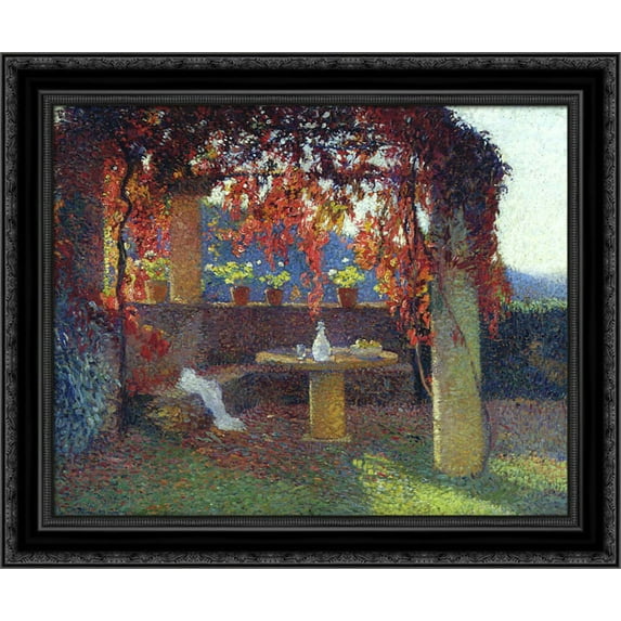 The Pergola 20x20 Black Ornate Wood Framed Canvas Art by Martin, Henri