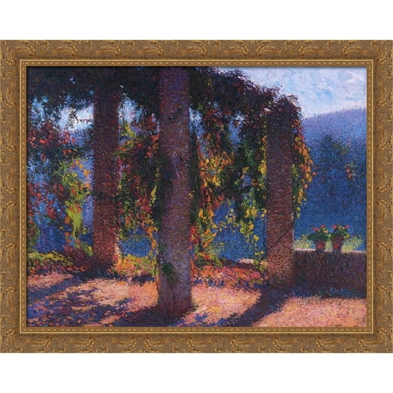 The Pergola in Marquayrol 34x28 Large Gold Ornate Wood Framed Canvas Art by Henri Martin