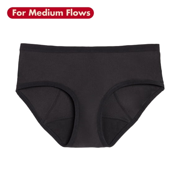 The Period Company .Microfiber Bikini, Period Underwear for Medium Flows, Black