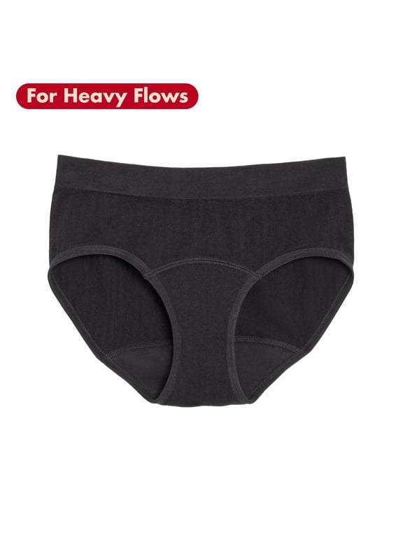 . Sporty Stretch Bikini, Period Underwear for Heavy Flows, Black