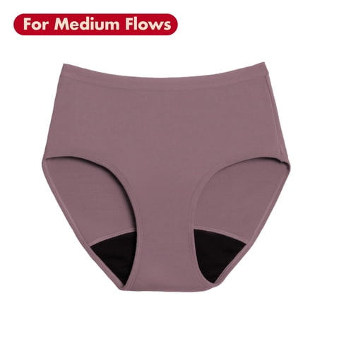 . Microfiber High Waisted, Period Underwear for Medium Flows, Mauve