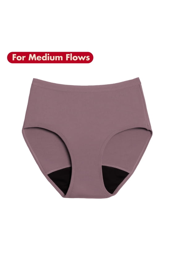 . Microfiber High Waisted, Period Underwear for Medium Flows, Mauve