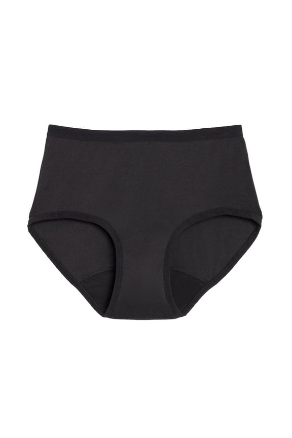 . Microfiber High Waisted, Period Underwear for Medium Flows, Black, 2XL