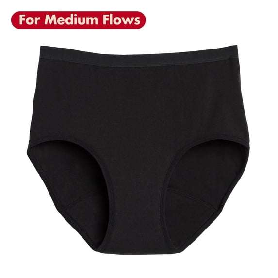 The Period Company. Microfiber High Waisted, Period Underwear for Medium Flows, Black