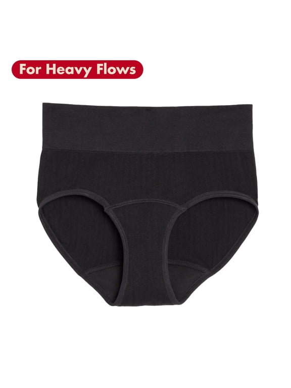 . Sporty Stretch High Waisted, Period Underwear for Heavy Flows, Black