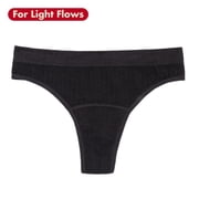 The Period Company. Sporty Stretch Thong, Period Underwear for Light Flows, Black