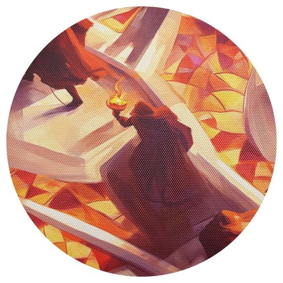 The Person Holding A Torch 15.4in Diameter PVC Plate Mat, Heat-Resistant and Cuttable, Kitchen Decor