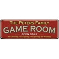 thumbnail image 1 of The Peters Family Red Game Room Metal 8x24 Sign 108240038417, 1 of 1