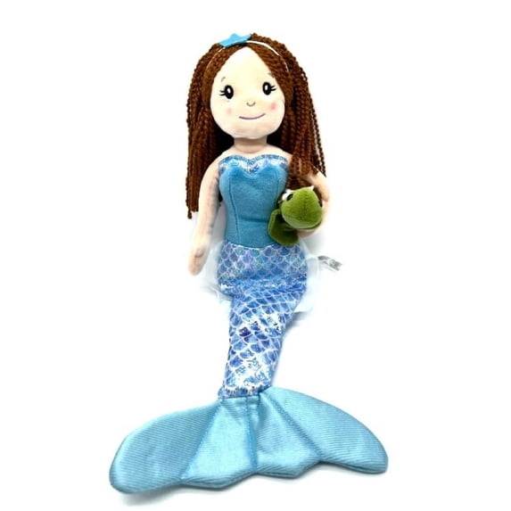The Petting Zoo Mermaid Doll with Turtle Stuffed Animal- Great Gifts for Girls, Mermaid Plush Doll with Turtle Plush Toy, 17 inch (Red Hair)