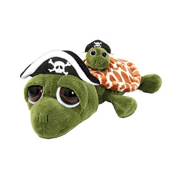 The Petting Zoo Mom and Baby Pirate Sea Turtle Stuffed Animal, Gifts for Kids, Pirate Sea Turtle Plush Toy 10 inches
