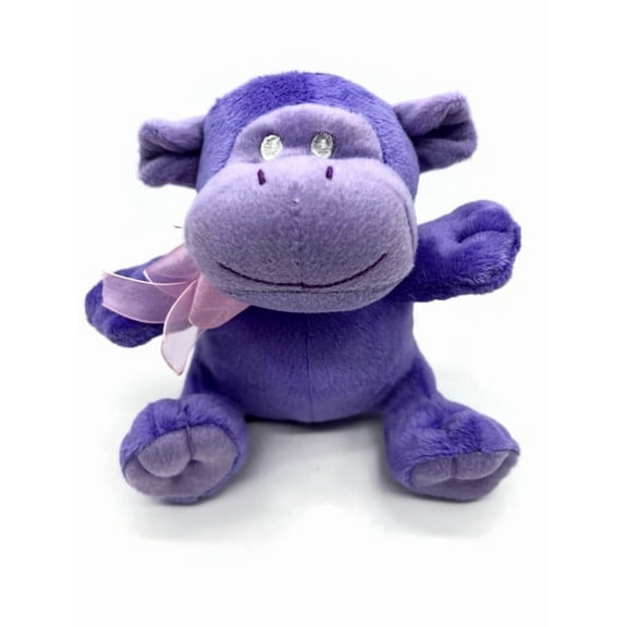 The Petting Zoo, Zoo Animals Plush Toy, Soft and Cuddly Stuffed Animal Toys for Kids and Babies, Plush Animal Rattle Toy, 6 inch (Purple Monkey)