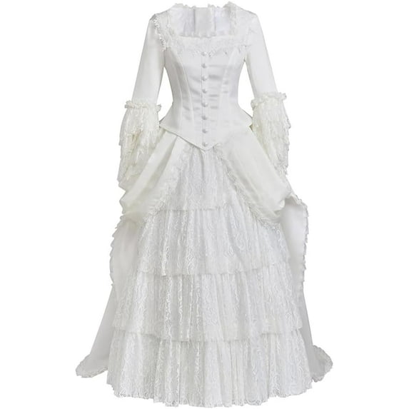The Phantom Of The Opera Christine Daae Victorian Bustle white Dress Musical Broadway Gown