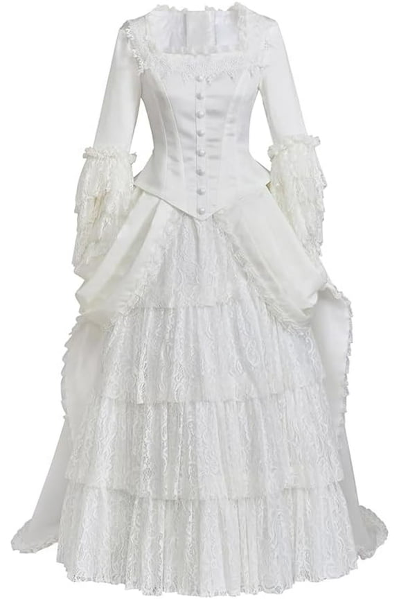 The Phantom Of The Opera Christine Daae Victorian Bustle white Dress Musical Broadway Gown