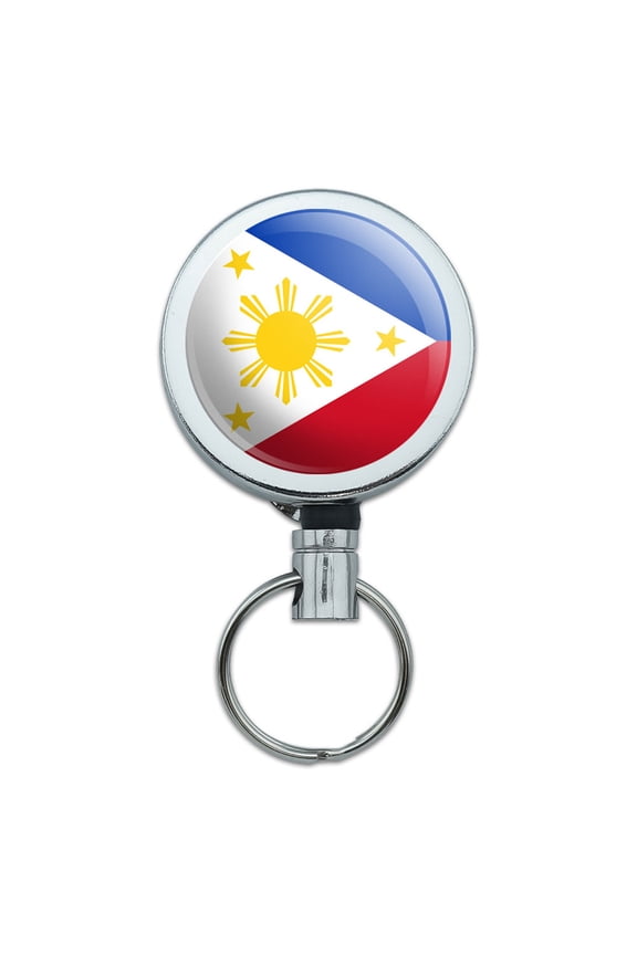 The Philippines National Country Flag Retractable Belt Clip Badge Key Holder