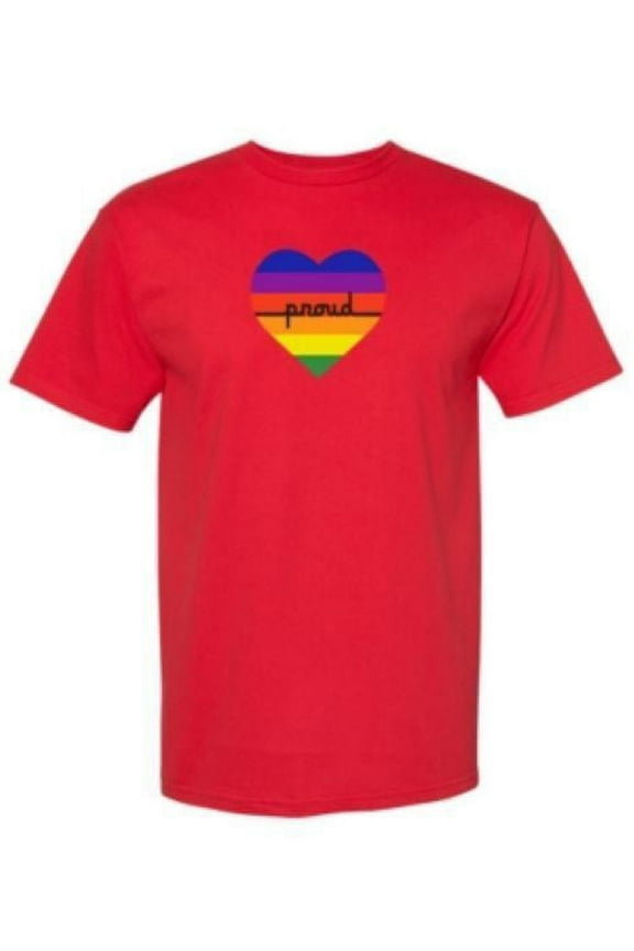 Phluid Rainbow Heart Graphic T-Shirt, Red, Large