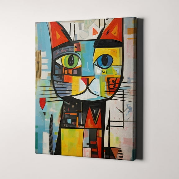 The Picasso Cat Retro Cubism Animals Canvas Wall Art Print