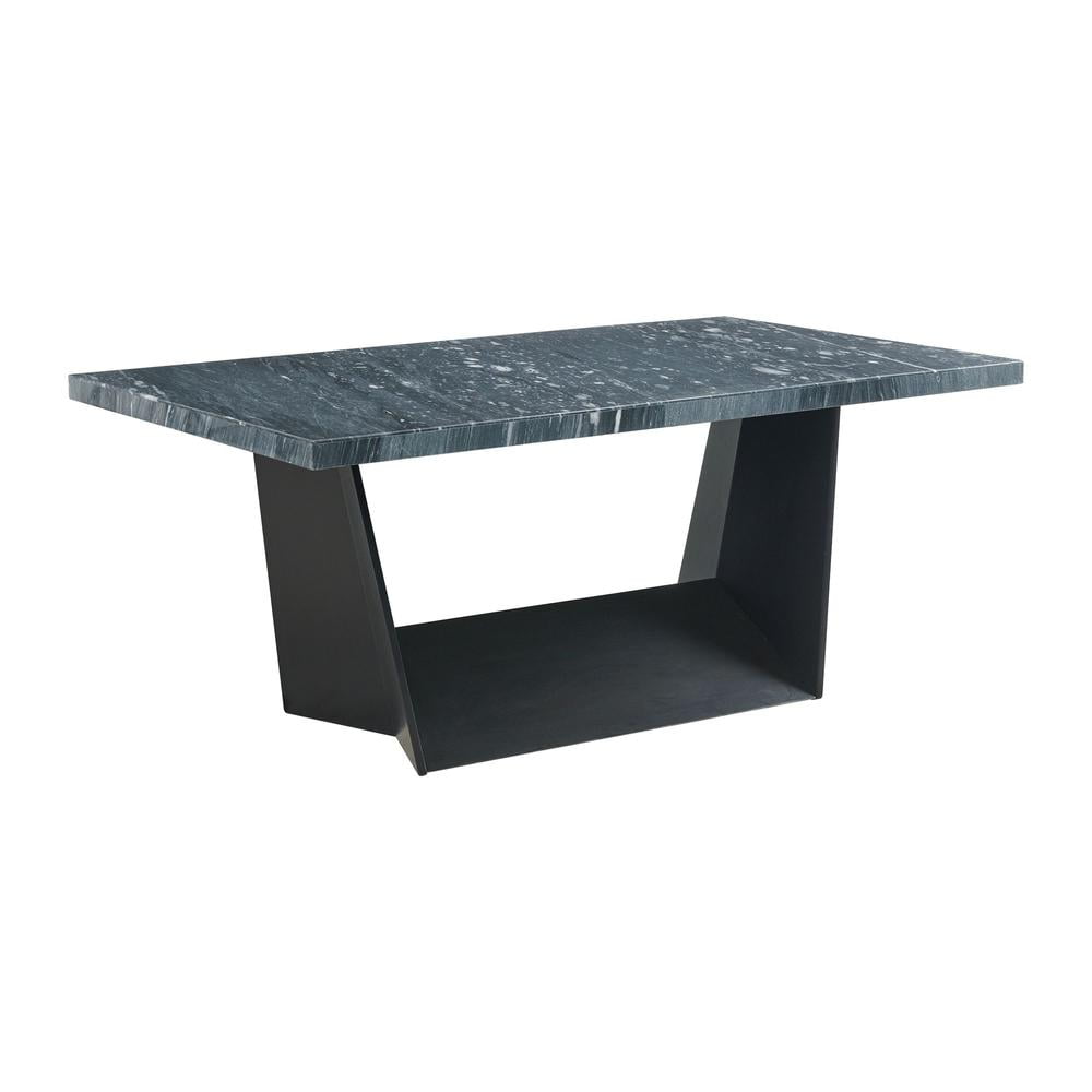 Contemporary Dillon 42"x70" Espresso Wood Dining Table with Gray Marble Top