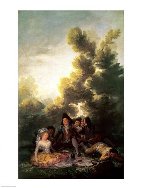 The Picnic Canvas Art - Francisco De Goya (18 x 24)