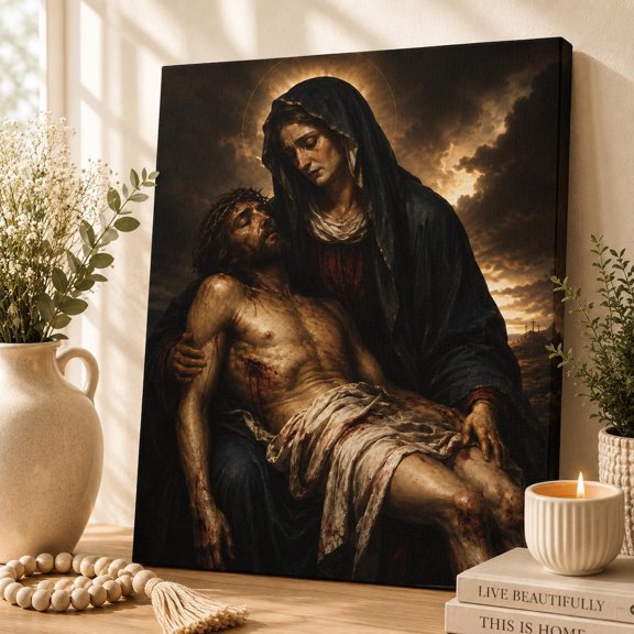 The Pieta Mary And Jesus Wall Art, Christian Religious Decor, Faith Artwork