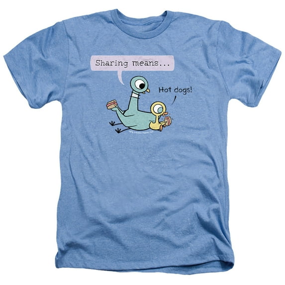 The Pigeon Sharing Means Unisex Adult Heather T Shirt, Light Blue Heather, Medium