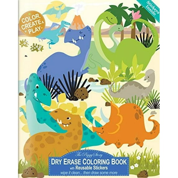 The Piggy Story 'Dinosaur World' Reusable Dry Erase Coloring Book