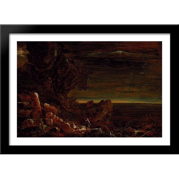 The Pilgrim of the World at the End of His Journey (part of the series The Cross and the World) 40x28 Large Black Wood Framed Print Art by Thomas Cole