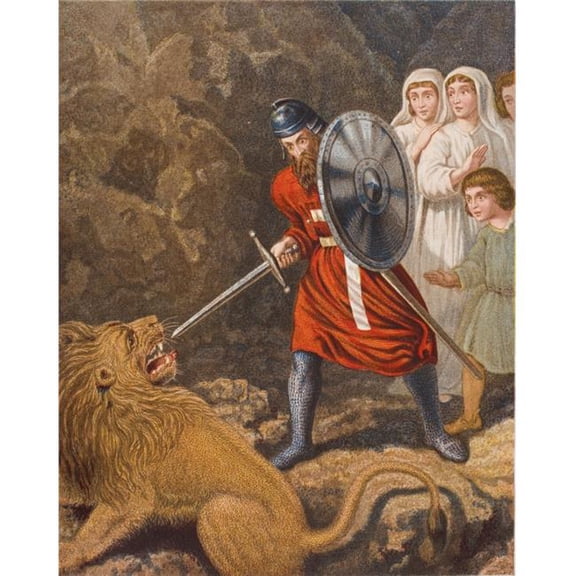 The Pilgrims Meeting with A Lion From The Book The Pilgrims Progress by John Poster Print, Large - 26 x 32