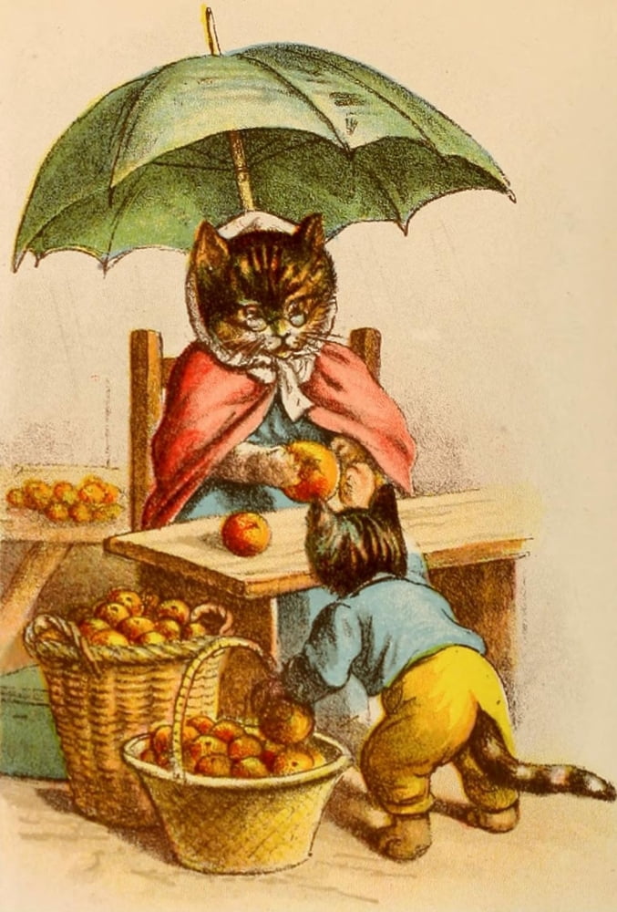 The Pillar-Box 1905 Anthropomorphic Cats Apples Canvas Art - Unknown (18 x 24)