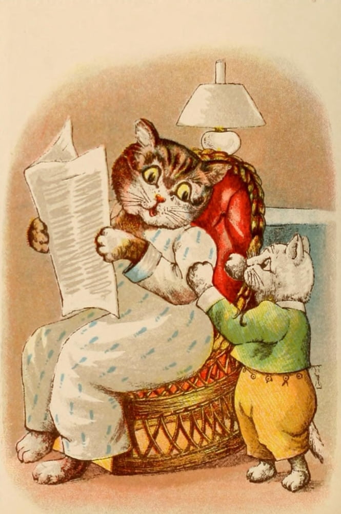 The Pillar-Box 1905 Anthropomorphic Cats Bedtime hug Canvas Art - Unknown (18 x 24)