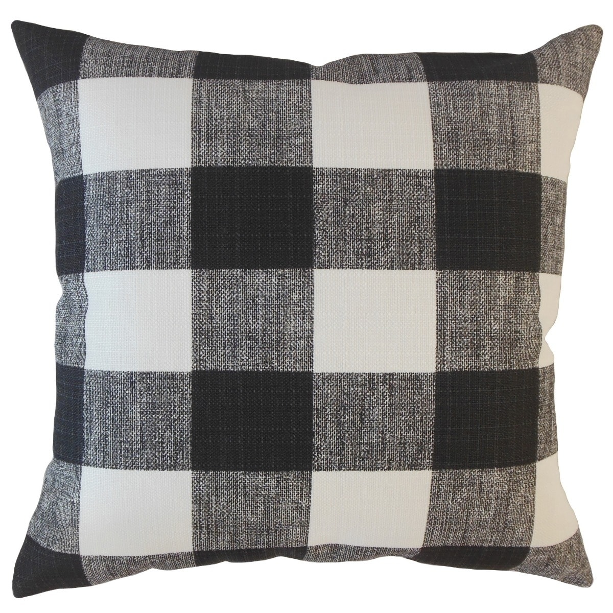 The Pillow Collection  Oormi Plaid Decorative Throw Pillow Black Euro Square - image 1 of 5