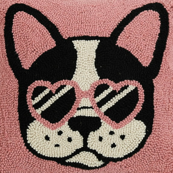 The Pillow Shoppe Cool French Bulldog Hook Multicolor Decorative Pillow, 16"X16"