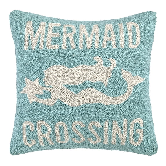 The Pillow Shoppe Mermaid Crossing Hook Multicolor Decorative Pillow, 16"X16"