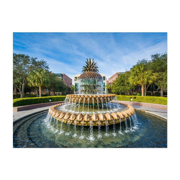 The Pineapple Fountain 02 - Charleston South Carolina Photography Unframed Wall Art Print 16 x 20 inches