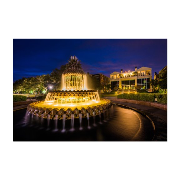 The Pineapple Fountain - Charleston South Carolina Photography Unframed Wall Art Print 20 x 30 inches