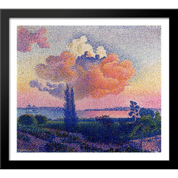 The Pink Cloud 32x28 Large Black Wood Framed Print Art by Henri-Edmond Cross