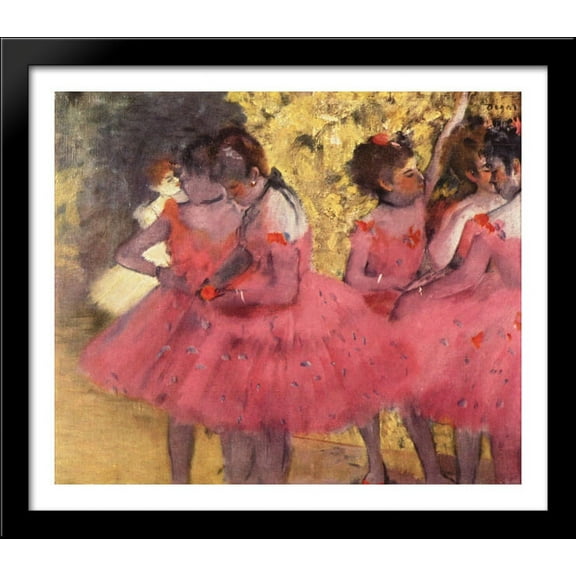The Pink Dancers, Before the Ballet 32x28 Large Black Wood Framed Print Art by Edgar Degas