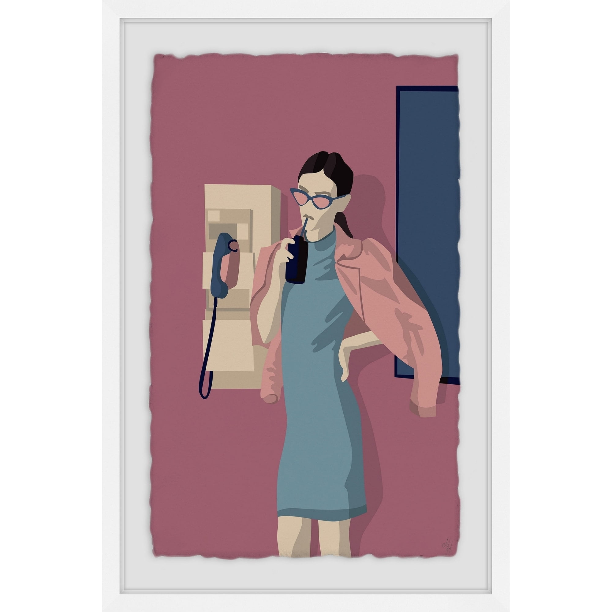The Pink Fashion Framed Painting Art Print, 12.00" x 1.50"